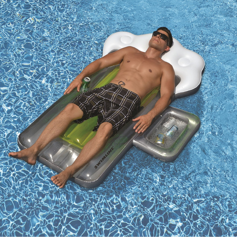 Inflatable Beer Mug Swimming Pool Raft - 72" - White And Yellow