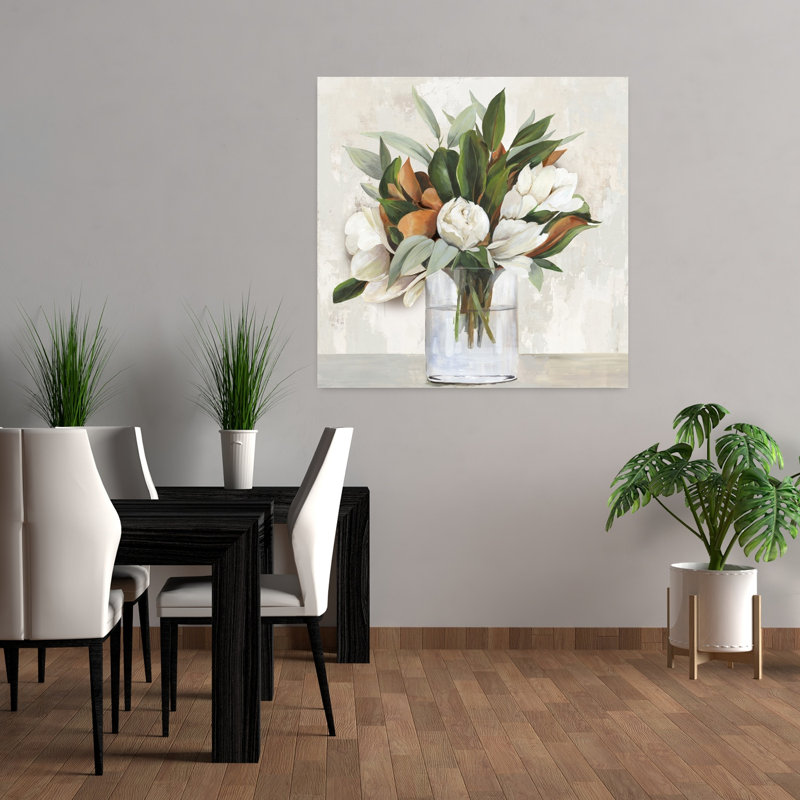 Magnolia Bouqet, art abstrait moderne, paysage de magnolia, H 36 po x l 36 po