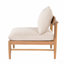 Canapé d'extérieur en bois d'acacia sans accoudoirs, finition teck clair avec coussin beige