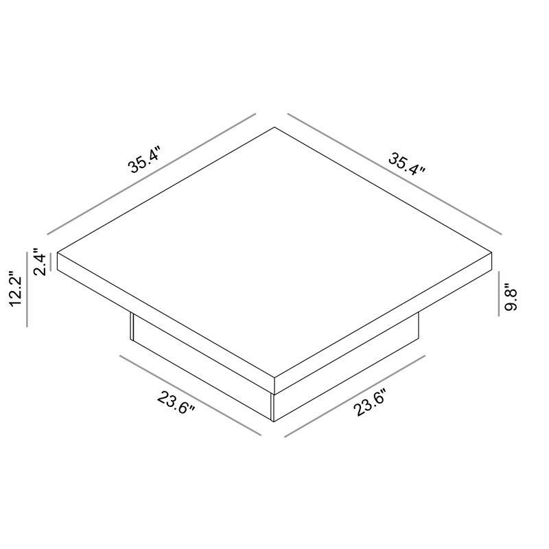Caomhan Block Coffee Table, 12.2" H x 35.4" L x 35.4" W, Chêne d'Oslo