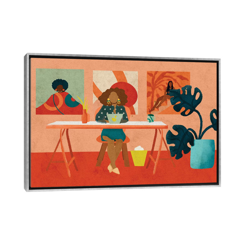 Bureau par Reyna Noriega - Imprimé, H 18 po x l 26 po x P 1,5 po, Toile avec cadre argenté, Pas de tapis
