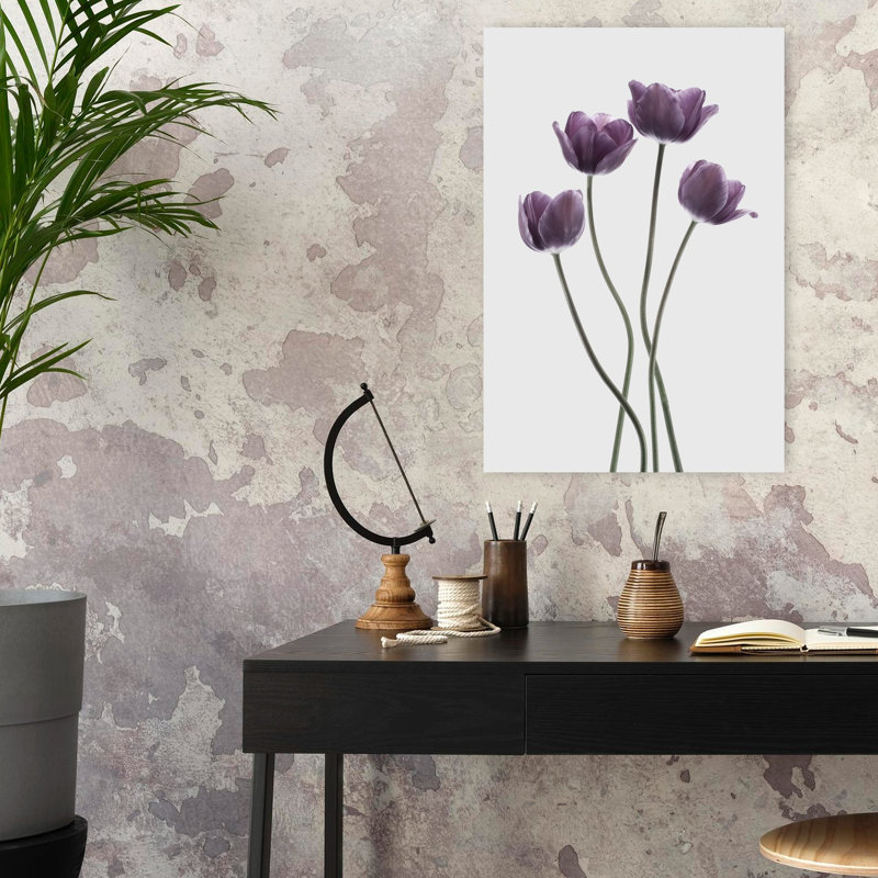 Tulipes mauves, art contemporain de tulipes, H 24 po x l 16 po
