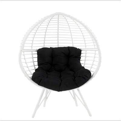 Chaise longue de patio en tissu galvanisé et osier blanc