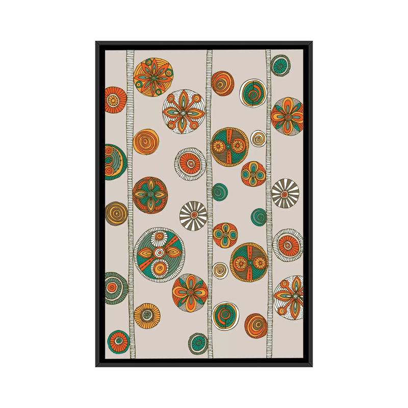 Folk Pattern I, impression sur toile tendue, H 26 po x l 18 po x P 1,5 po, Toile avec cadre noir