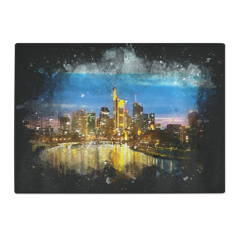 Tempered Glass Reflections of the Frankfurt Skyline Chopping Board, 20 cm x 28.5 cm