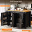 Îlot de cuisine 74,8 po avec table de salle à manger extensible et rangement-347459877