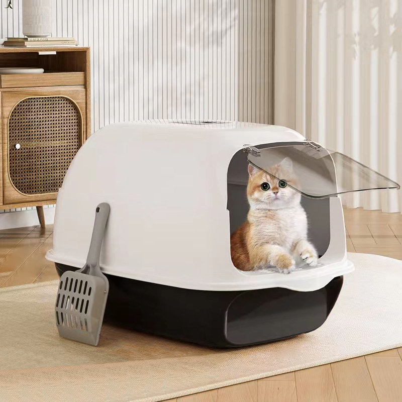 Polyethylene Plastic Enclosed Litter Box with Scoop