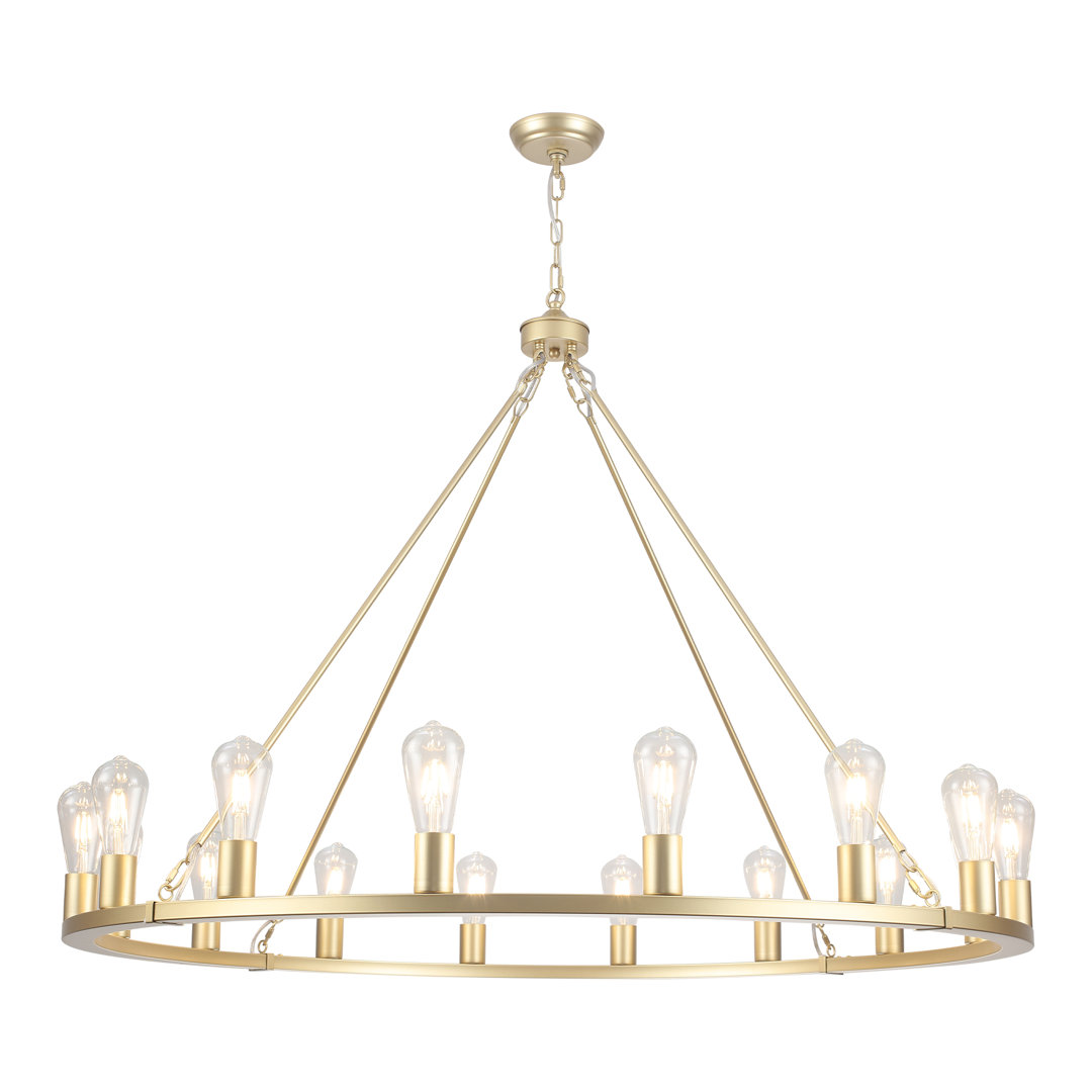 16 - Light Dimmable Modern Farmhouse Wagon Wheel Chandelier-30.7" H x 47.24" D Gracie Oaks 