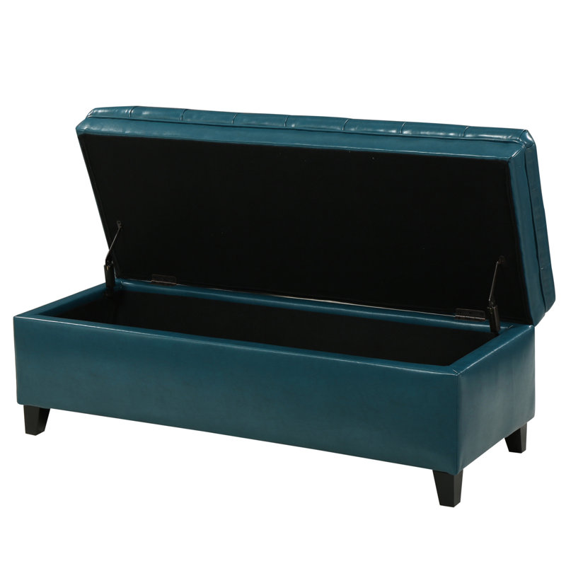 Modern storage ottoman, Faux Leather, Teal