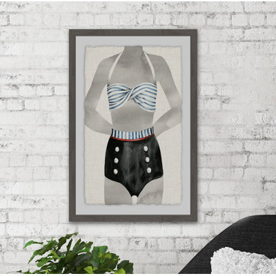 Vintage Bathing Suit IV 1 Piece Single Picture Frame Painting