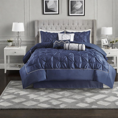 Ensemble de literie en polyester 7 pièces Elegant Navy