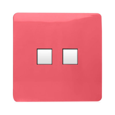 Trendi Switch 2 Gang RJ45 Cat 5e PC Ethernet & Telephone Sockets