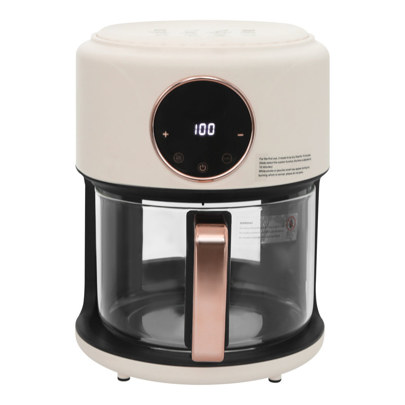 Friteuse à air visible de 4,4 pte avec pot en verre, friteuse à écran tactile 1200 W, cuiseur à convection de comptoir 8 en 1 avec chaleur rapide, antiadhésif et lavable au lave-vaisselle