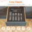 Cutlery Drawer Organiser With Lid, Plastic Small Cutlery Tray For Kitchen Drawer, Utensil Flatware Silverware Holder Divider For Spoons Forks Knives Tableware, 7 Compartment, Black