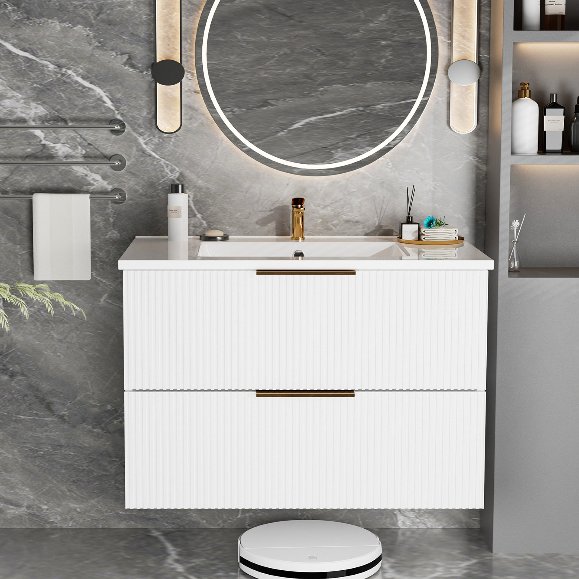 Vanity Counter Base Man Wah Modern White Mdf Vanity Bases Cabinet With Large Storage For ...