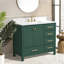 Meuble-lavabo 42 po, meuble-lavabo avec cadre en bois massif, comptoir de meuble-lavabo autoportant avec lavabo vert