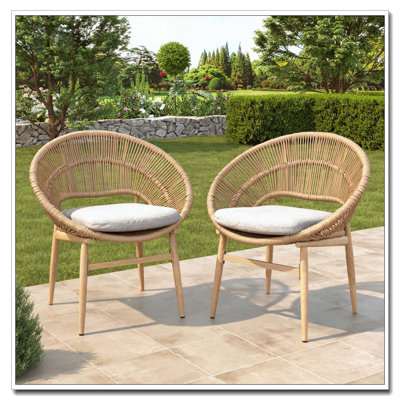 Chaise de salle à manger d'extérieur en osier de style papasan