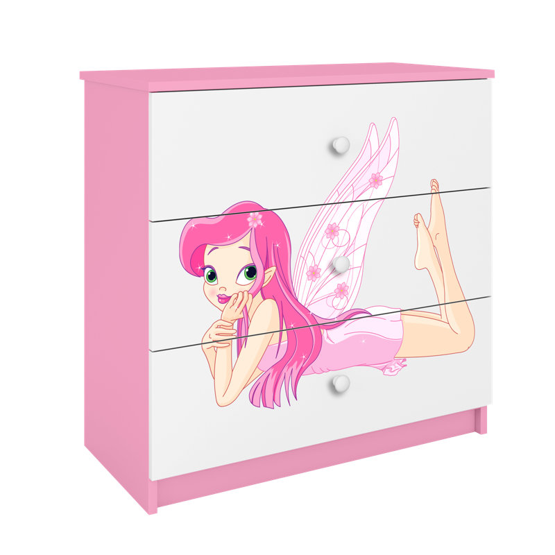 Cicero Kids 3 - Drawer Chest, Pink/White