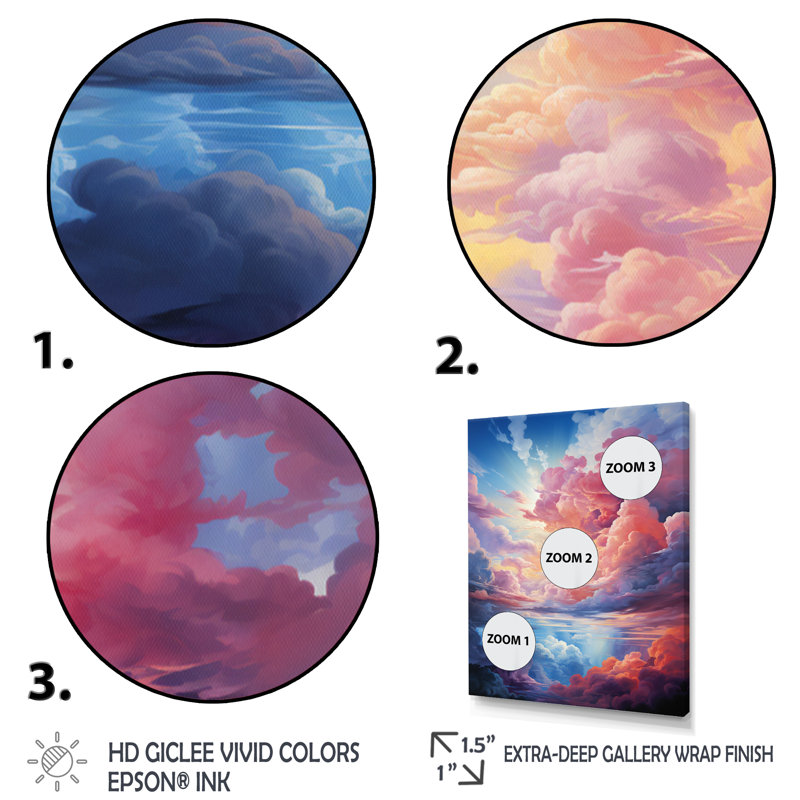 Toile de nuages T Tinta V, H 32 po x l 24 po x P 1 po, Cadre flottant doré