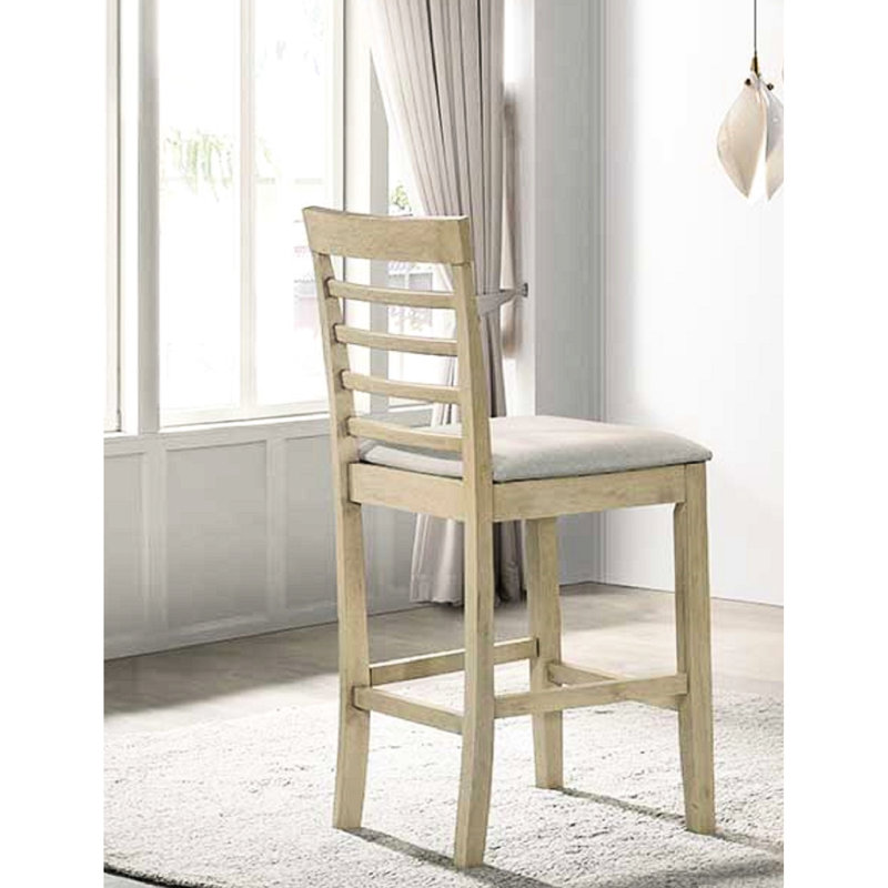 Table de salle à manger à hauteur de comptoir 5 pièces - fini crème et quatre chaises confortables