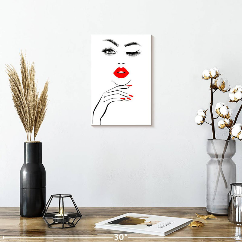 Femme de la Navette aux lèvres rouges, H 12 po x l 8 po