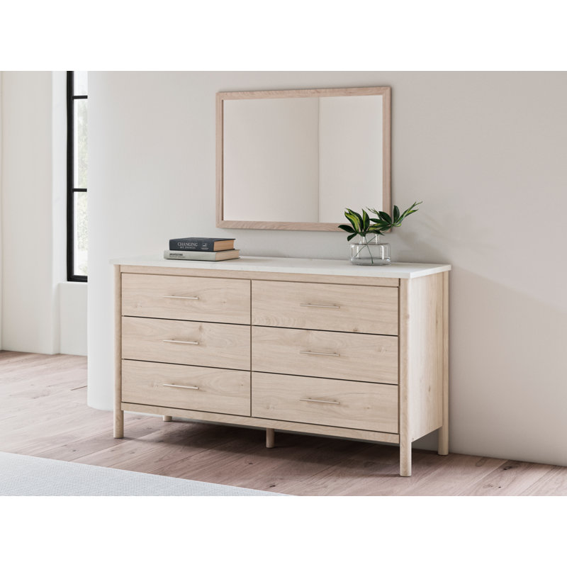 Commode et miroir Cadmori, Beige / Crème