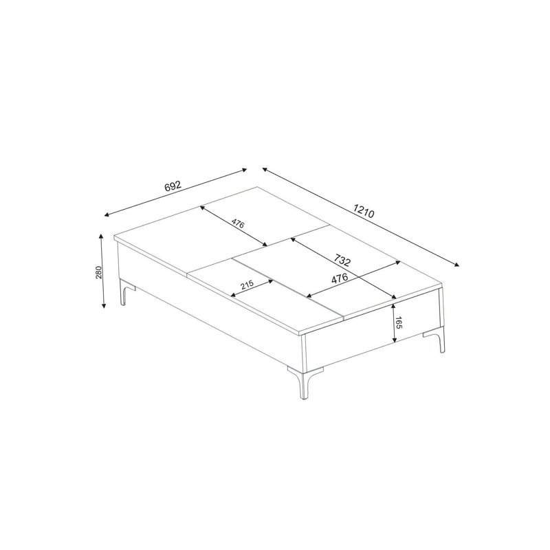 Table basse à 4 pieds avec rangement Hefni, Noyer
