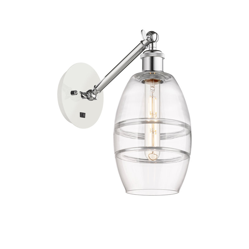 Dundrod Steel Armed Sconce, Clear, White Polished Chrome