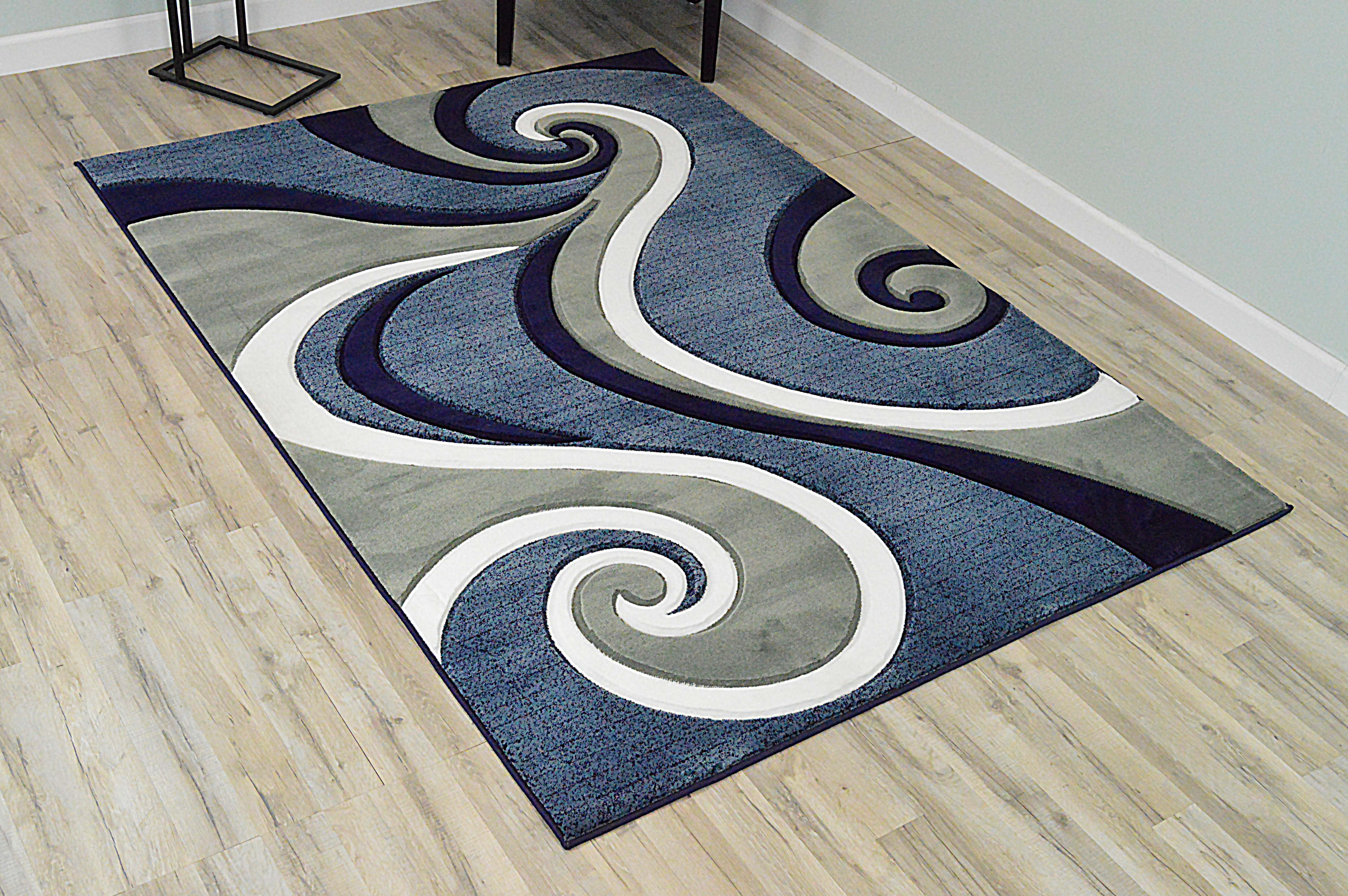 Orren Ellis Adryn Abstract Navy Area Rug & Reviews | Wayfair
