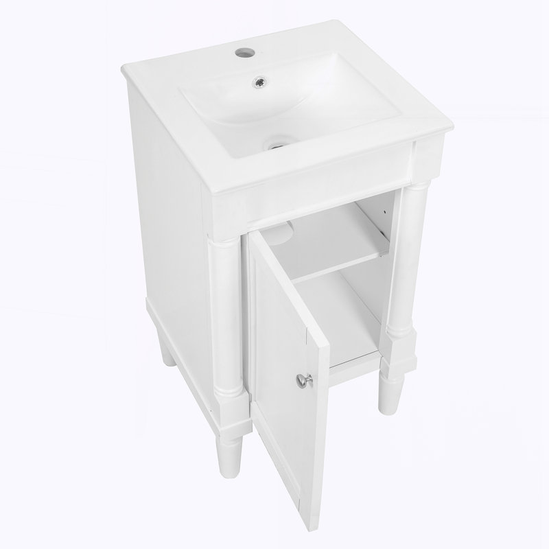 Armoire de salle de bain 18 po style français avec rangement, Blanc