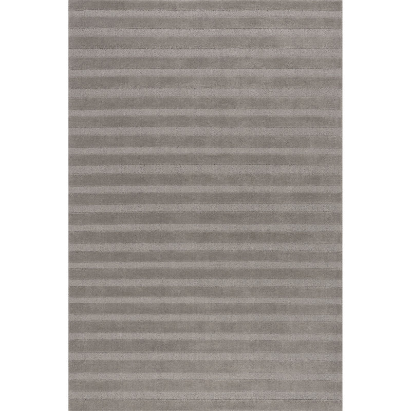 Handmade Medium Pile Gray Wool Striped 4' x 6' Area Rug
