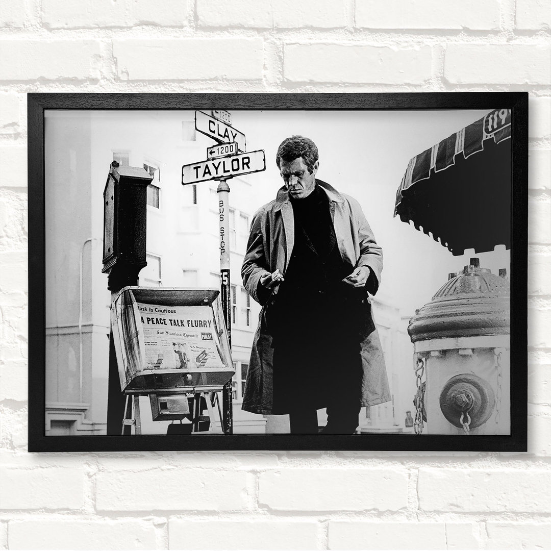 Steve Mcqueen B N W - Closed Corner Frame Kunstdrucke auf Holz