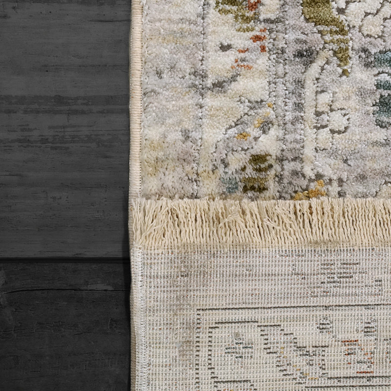 Abstract Area Rug in Grey/Ivory, Rectangle 2.3' x 3.11'