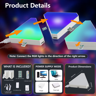 White Led Lights, Rgb Smart Modular Wall Panels With App Control, Diy Music Sync Gaming Light Tiles For Bedroom Game Room Living Room Decor
