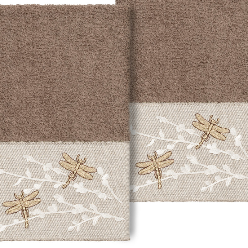 Braelyn 2 Hand Towel Set Turkish Cotton Hand Towel, Latte