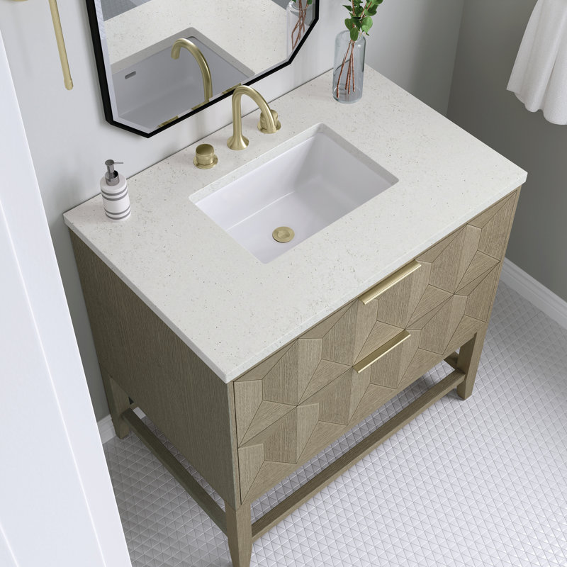 Emmeline 36'' W Single Vanity, Lime Delight, 8" Widespread, Pebble Oak