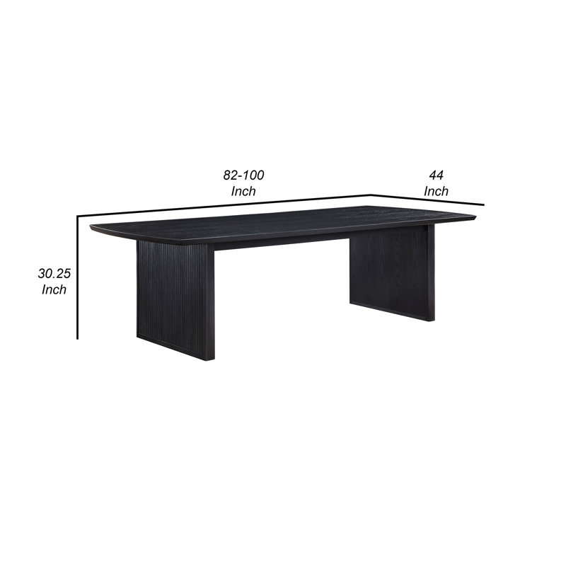 Jack 64-82 Inch Dining Table, Rectangular, Removable Extension Leaf, Black