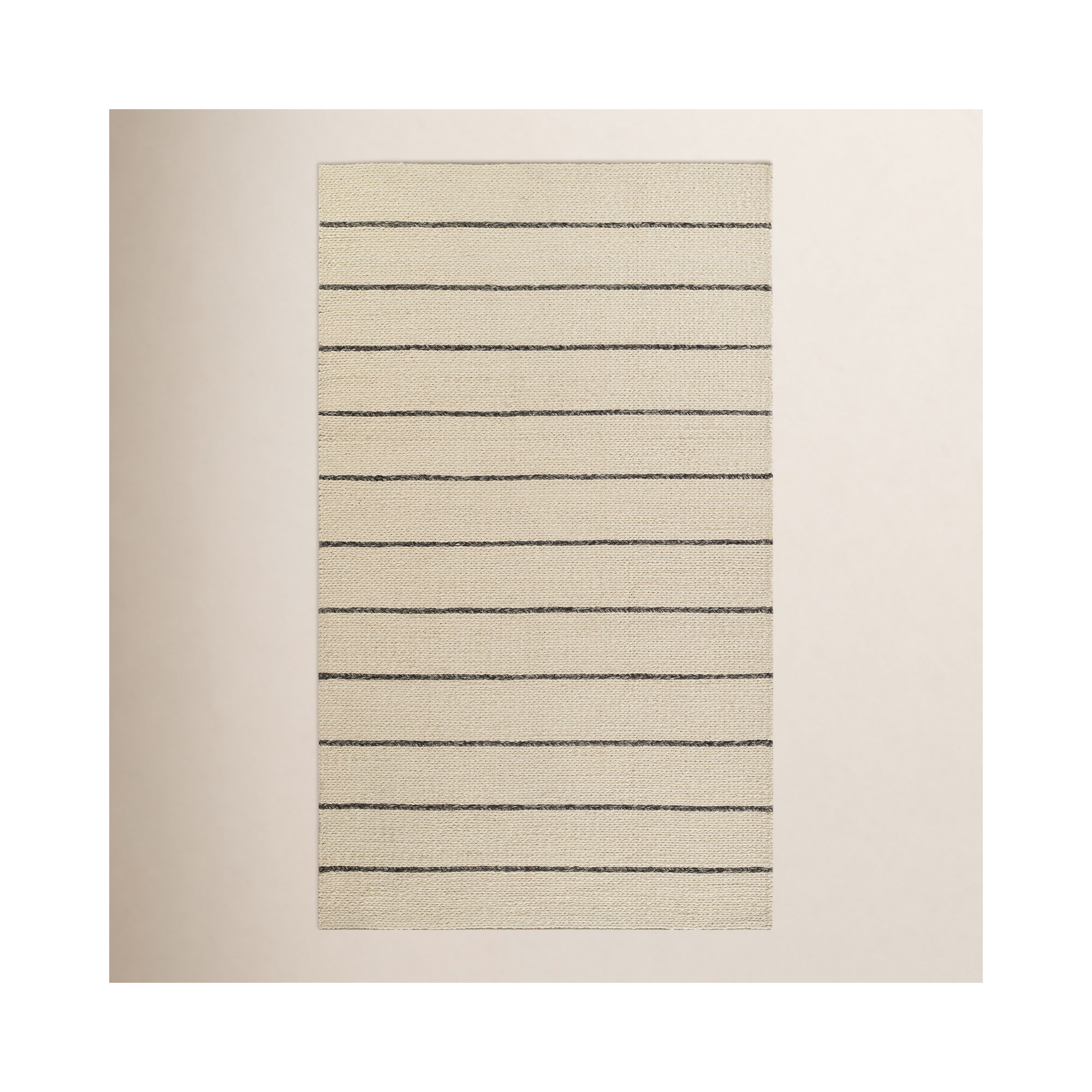 Lemington Striped Handwoven Wool Ivory/Beige Area Rug, Rectangle 8' x 10'