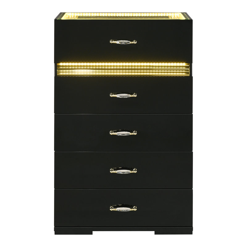 Commode 5 tiroirs Arica, Noir