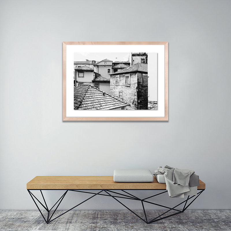Porto, Portugal Bw Print by Erica Singleton, Natural, 34" H x 48" W x 2.5" D