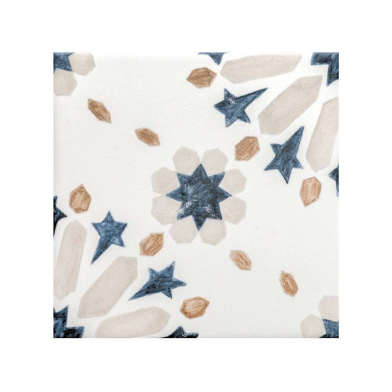 Dahlia 6" x 6" Patterned Matte Porcelain Tile, Blue