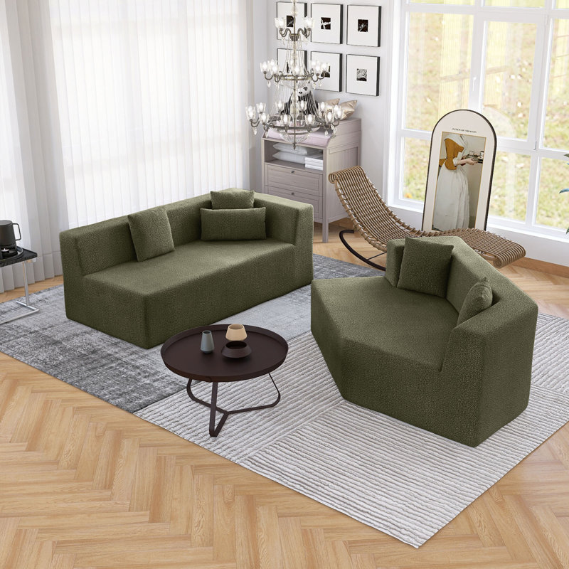 Canapé modulaire modulaire désossé 127,5 po avec oreillers Modern, Vert