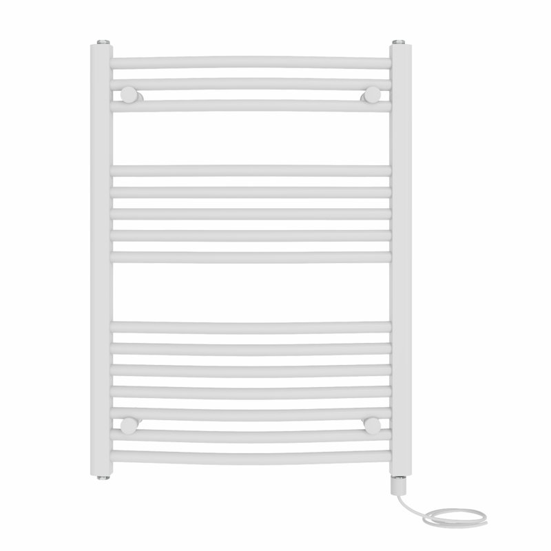 Claudene Curved Towel Rail Heated Towel Rails, 80cm H x 60cm W x 5.6cm D, White