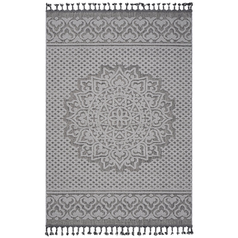 Revêtement de sol en médaillon gris / blanc 6X9, Rectangle 6 pi 5 po x 7 pi 10 po
