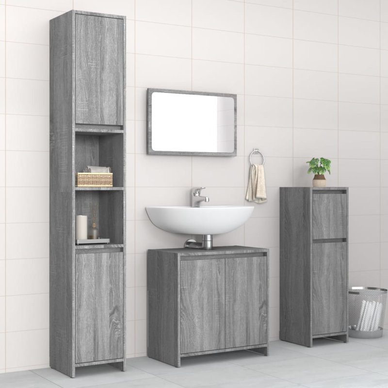 Mustique Bathroom Storage Furniture Set, Grey Sonoma