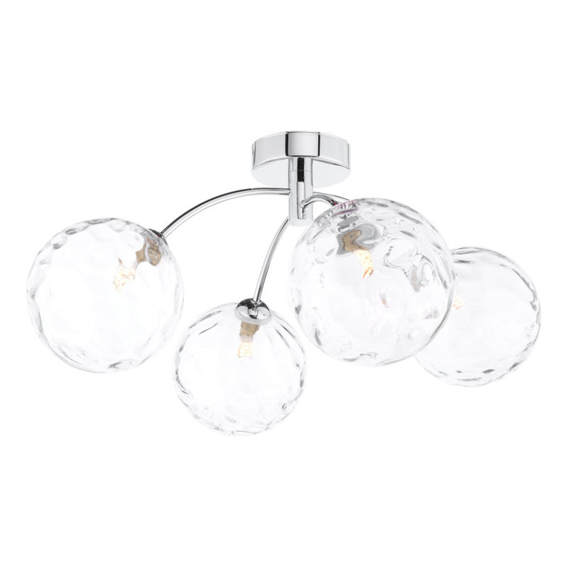 IZZY 4LT SEMI FLUSH POL CHR CW GLS 150MM, Polished Chrome/Clear