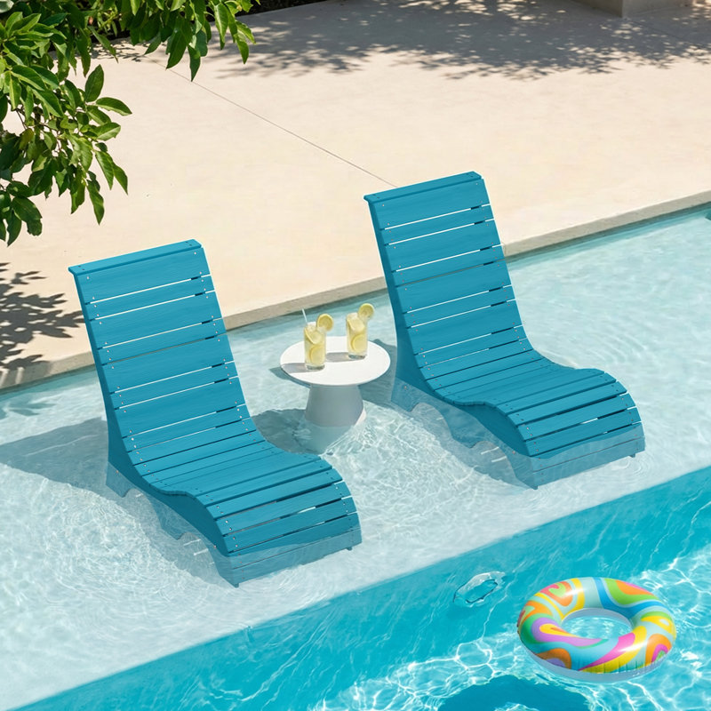 Ensemble de 2 chaises longues d'extérieur dans la piscine (ensemble de 2), Bleu