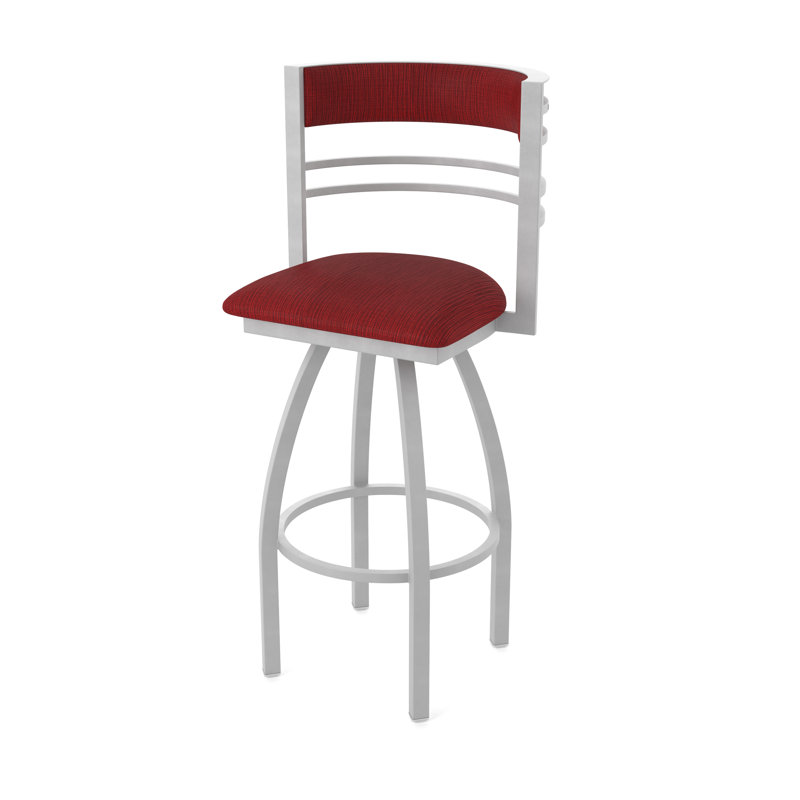 Hunter Swivel Stool, Tabouret de bar (siège d'une hauteur de 30 po), Nickel anodisé, Tissu-graphique rubis