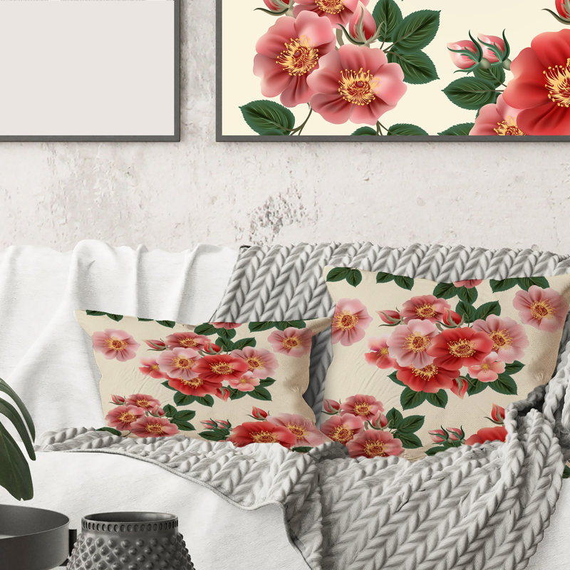 Housse et insert de coussin rectangulaire Roses