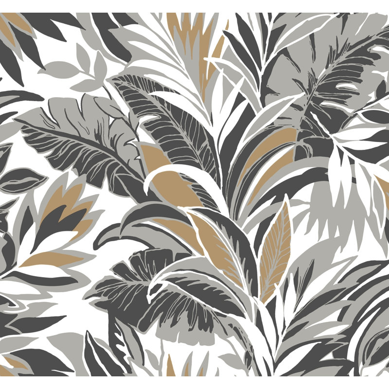 Rouleau de papier peint 27 pi x 27 po Olinda Palm Silhouette, Noir et or